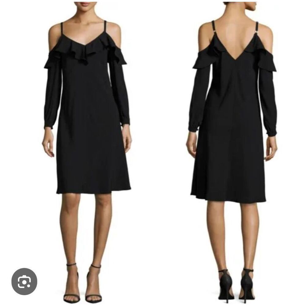A.L.C. Felicia ruffle cold shoulder little black cocktail dress size 6